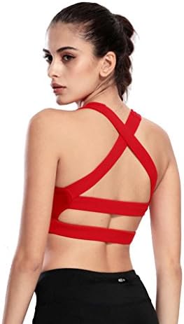 Wgwioo Women'S Racerback Yoga Sports Bra Elastic Breast Band High Impact Workout . Red . L