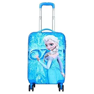 Swarn Girls Light Weight Blue Frozen Doll Printed ABS Polycarbonate Trolley Suitcase Bag (Blue, 21 inch -501)
