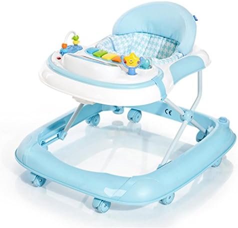 Baby Walker Stroller Trolley 7-18 Months Baby Prevent Rollover Multifunction Child Foldable Large Chassis Third Gear Adjustment Breathable Safety ( Color : Blue )