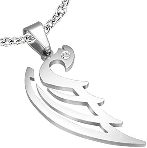 Urban HQ Stainless Steel - Angel Wing - Filigree Style Swan Pendant on a 18" Chain Necklace
