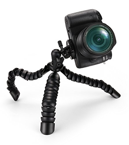 Coolway® 11.5 Pulgadas Pipi Grande Viaje Minitrípode para DSLR Cámara Juntas Flexible Estupendo Quick-Release Clip con Cerradura Anillo Nivel - Negro