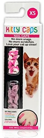 Kitty Caps Nail Caps for Cats | Safe & Stylish Alternative to Declawing | Stops Snags and Scratches, Medium (9-13 lbs), White with Pink Tips & Clear with Pink Glitter