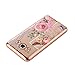 Galaxy J7 2016 Case Cover with Free Black Stylus Pen,Leeook Luxury Elegant Beautiful Bird Pink FLower Electroplate Plating Frame Crystal Soft Gel Silicone TPU Case Cover Bumper for Samsung Galaxy J7 2016
