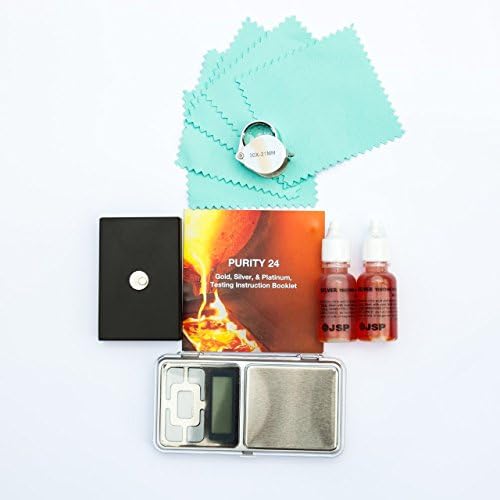 Silver Testing kit, tester acid, stone, digital scales, loupe, magnets, cloths