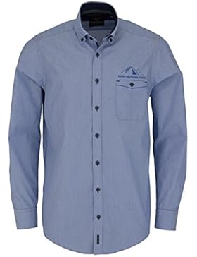 CASAMODA Casual Fit Hemd Langarm Button Down Kragen Streifen blau