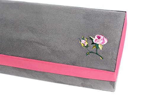 Aufbewahrung/Kiste für Ohrringe, Rosen-Design, Rosa und Grau, 21 Fächer - 2