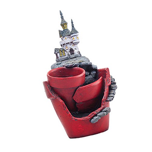 MagiDeal Mikro Landschaft Sukkulente Pflanzen kleine kreative Blume Topf Topflappen Gartengestaltung Schloss Form – Magie Schloss, 22 x 13 cm - 6