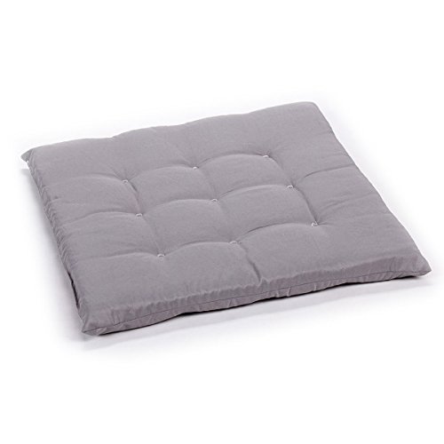 diMio Stuhlkissen 40x40 x 3,3cm in Dunkelgrau - Schicke Landhaus Sitzkissen, weich gepolstert (13 Farben zur Auswahl)