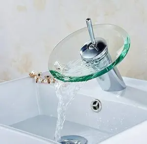 BATH GURU Glass, Copper Wash Basin Tap, Steel, Chrome finish