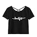 Produktbild Lurcardo Damen Shirts T-Shirt Blusen Sommer Sexy Einfarbig Brief Drucken Crop Tops Bandage Mode Tops Kurzarm Kurze Ärmel Lässiges Lose Bluse Oberteil Frauen Teenager Mädchen Hemd Pulli Pullover Tee