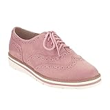  Rioneo Damen Schnürschuhe Oxford Schuhe Feminine Brogues Flache Freizeit Vintage Schnürer Schuhe Schwarz Pink Grau Blau Brown 35-43 Pink 40