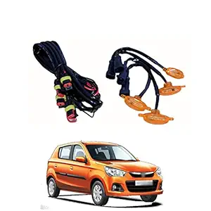 PRIKNIK LED Grille Lights Amber Yellow Grill Led with Fuse Adapter Wiring Harness Kit (4PCS, Amber Shell with Amber Light) Compatible with Alto K10