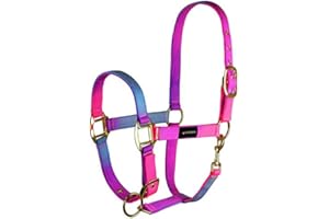 Horsenjoy Pferde Halfter Rainbow weicher Nylon Halfter Weidehalfter Reithalfter (Cob)