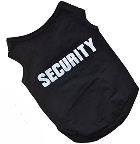 Doggie Style Store Black Security Guard Pet Dog T-Shirt Vest Shirt Top – 7 Sizes