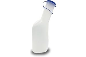 EMYU Urinflasche für Männer 1000 ml – Auslaufsicherer Urinbehälter aus Polypropylen mit Deckel, durchsichtig & eckig – Ideal für Pflege, Krankenhaus, Reisen