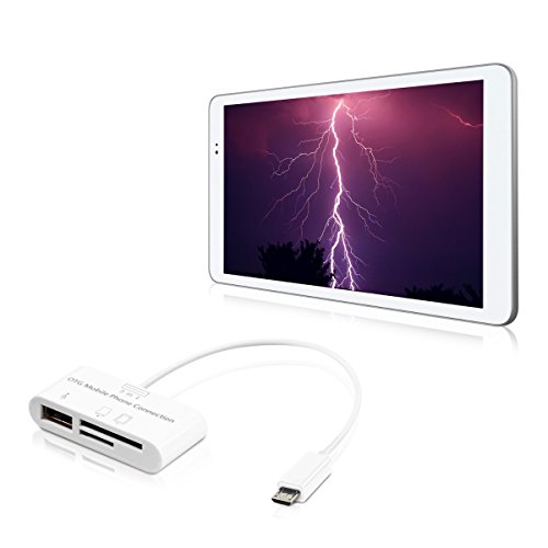 kwmobile 3in1 Micro USB OTG Kabel Adapter für Huawei MediaPad T1 10 – Card Reader Tablet Kartenleser Anschluss für USB 2.0 / SD Karte / Micro SD Karte in Weiß - 5