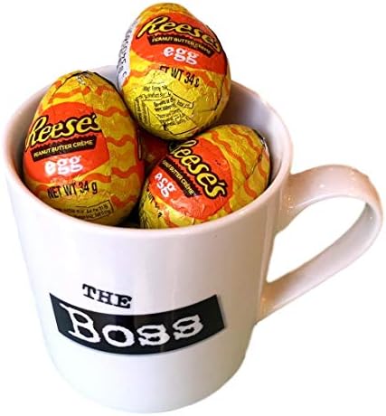 'The Boss' Mug - American Candy Peanut Butter Reese's Easter Eggs Present Gift Hamper Mug | Chocolate Eggs Selection Retro Sweets | Happy Easter Present | Hamper Exclusive to Chocolate Universe