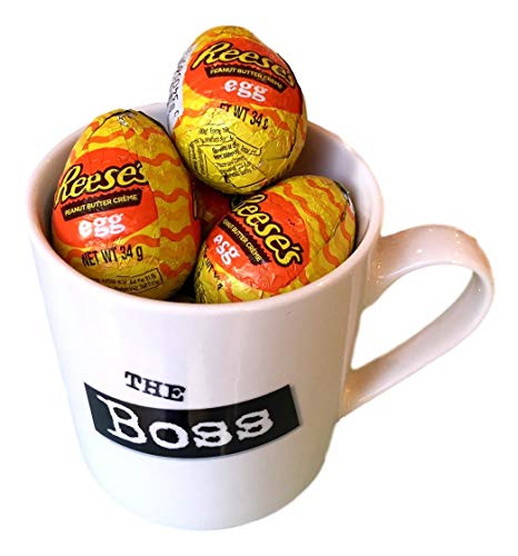 'The Boss' Mug - American Candy Peanut Butter Reese's Easter Eggs Present Gift Hamper Mug | Chocolate Eggs Selection Retro Sweets | Happy Easter Present | Hamper Exclusive to Chocolate Universe