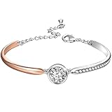 Angelady Damen Klassisch Armband in Silber und Gold Kristallen von Swarovski| Elegant Armreif Silber Frauen Armband-Valentinstag Muttertag Geburtstag Geschenk für Frauen Madchen Mutter Freundin