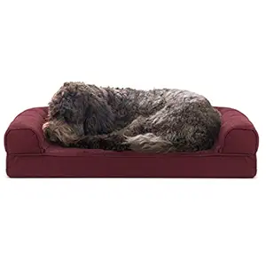 Furhaven Pet Quilted Cooling Gel Top Sofa Pet Bed, Medium, Wine Red