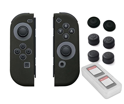Preisvergleich Produktbild Supremery Nintendo Switch Zubehör Set - Spiele Hülle, Joy Con Protektoren Case und Joy Con Analogstick Thumb Grip Caps Snipperclips Aufsätze für die Analogsticks - 7er Set