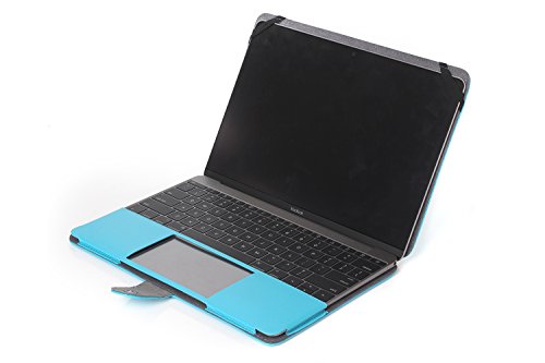 Se7enline® (2 in 1) Macbook 12 Zoll PU Leder Schutzhülle mit Glatt Weich Berühren PU Leder Sleeve Tasche Hülle für Macbook Retina 12 Zoll Modell A1534 + Klar TPU DE Design (QWERTZ) Tastatur Schutzhülle – Blau/blue - 5