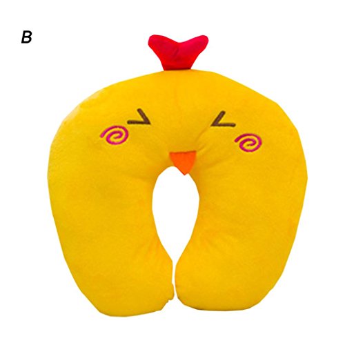 HKFV Superb Amazing Cute Chicken Pattern Neck Cushion Cartoon Small Yellow Chicken Pillow U-shaped Pillow Plush Toys (Pattern B)