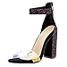 Produktbild SHE.White Damen Sandaletten High Heels Blockabsatz mit Strass Peep Toe Sandalen Knöchel Schnalle Abend Party Freizeit Hochzeit Sommer Schuhe