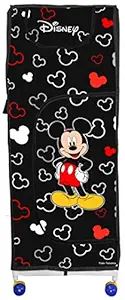 Kuber Industries Disney Mickey Mouse Print Multipurpose Plastic Foldable Toy Box/Wardrobe Storage Baby Almirah for Kids with 5 Shelves (Black)