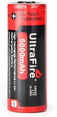 UltraFire BRC 26650 Battery 3.7V 5000mAh Lithium Rechargeable Batteries With Positive Plate Protection,Protected Battery (1 Pcs)