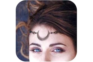 Jovono Boho Chaîne de tête avec des gouttes d'eau et évidé Motif décoratif Coiffure Accessoires de cheveux de mode pour femmes et filles (Bronze + Noir)