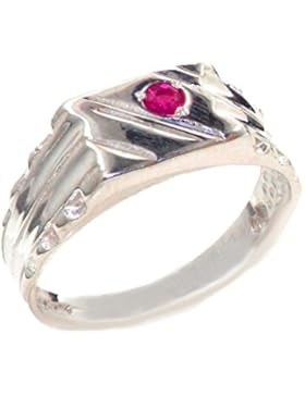 Luxus Damen Ring Solide Sterling-Silber 925 mit Rubin - Verfügbare Größen : 47 bis 68