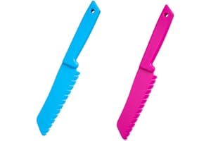 CUHZA Lot de 2 Couteau Cuisine pour Enfants, Couteau Enfant en Plastique, couteau à fruits pour enfants, enfants Chef couteau en nylon, couteau à laitue ou couteau à salade