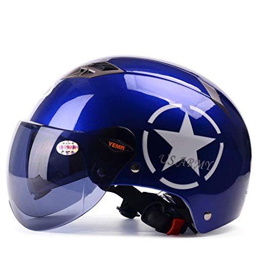 Preisvergleich Produktbild NJ Helm- Elektrische Motorradhelm Herren Sommersaison universal halbüberzogene leichte Doppellinse Sommerhelm weiblich (Farbe : Meeresblau, größe : 19x27cm)