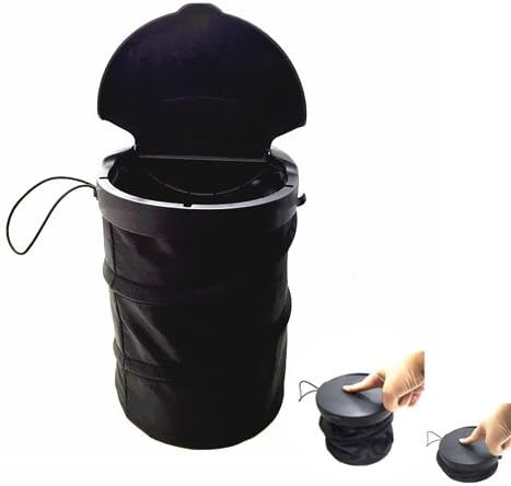 Pop Up Car Bin- Universal Collapses Trash Waterproof Car Bin Easy Carry - Compact Leak Proof Trash Collection- Car Seat Organiser Tidy Insulated Map Tissue Black