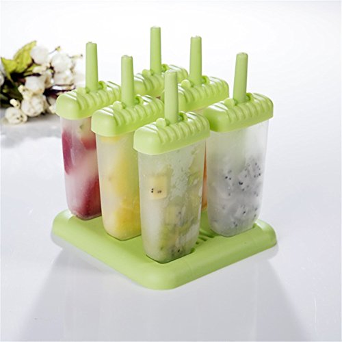Goodlucky365 2 Pack mit 12 Eis am Stiel Formen Eis Formen Wiederverwendbaren Stieleis-Formen, Star-Pop Formen, Wassereis Macher & 1 Stück Schwamm-Topfbürste - 2