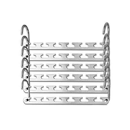 Mishen, gancio per appendiabiti cromato magico salvaspazio, organizer per abbigliamento che fa risparmiare spazio nell'armadio, design a forma di cuore, in acciaio inossidabile, set di 6 pezzi