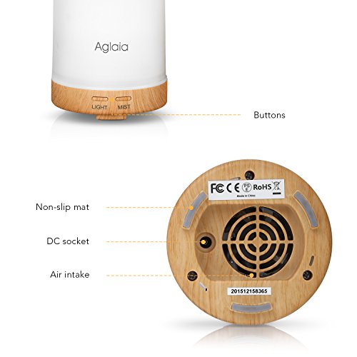 Aroma Diffuser Glas, Aiho Aglaia Aroma Diffusor Aromatherapie 100ml leise 35dB Ätherische Öl Ultraschall Luftbefeuchter Humidifier Duftzerstäuber, 7 LED Farbwechsel Licht, 2 Nebel Modus Verstellung, Wasserlos Auto off, für Spa Yoga Büro Schlafzimmer Konferenzraum (AD-G1) - 8