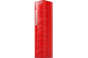 Maybelline New York Tinta Labbra a Lunga Tenuta Superstay Vinyl Ink, Per un Effetto Vinilico fino a 16H, Finish Luminoso e Senza Sbavature, Formula Vegana, Tonalità: 25 RED-HOT