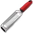 Spatlus Zester, Stainless Steel Cheese Grater, Professional Lemon Zester Tool, Zester for Kitchen with Plastic, Hand Grater Cover for Vegetable, Hard Fruit, Lemon, Citrus, Potato Broad (Red)