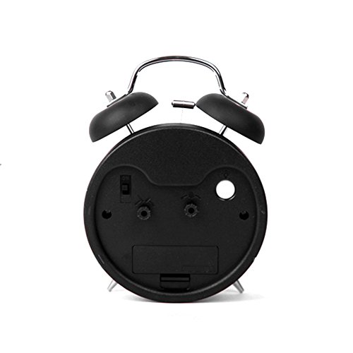 Retro Glockenwecker,Trrebtle Doppelglocken-Wecker mit Nachlicht, geräuschloser Betrieb, Quarzuhrwerk, analog, Retro-Design, lauter Alarm 4 Zoll - 5