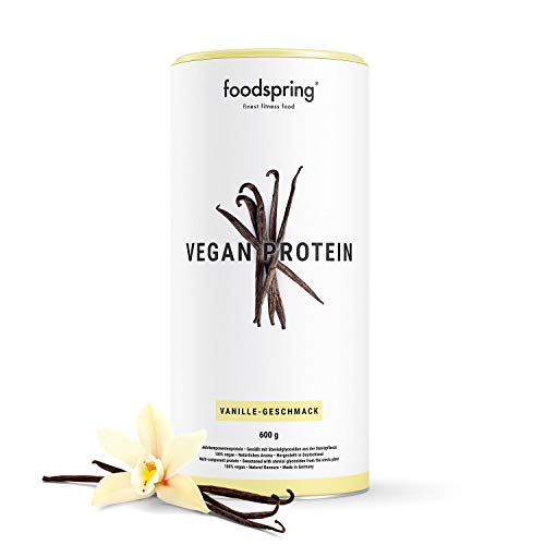 foodspring Proteínas Vegetales, Vainilla, 600g, 100% proteína vegetal, Fabricada en Alemania