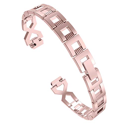 Preisvergleich Produktbild Mumuj Metallkristall-Uhrenarmband-Armband, Edelstahlarmband Smart Watch-Armband Jewelry mit Schmuck Ersatzband Edelstahl Milanese UhrBand Weiche Silikon für Fitbit Inspire / Inspire HR (Rosa)
