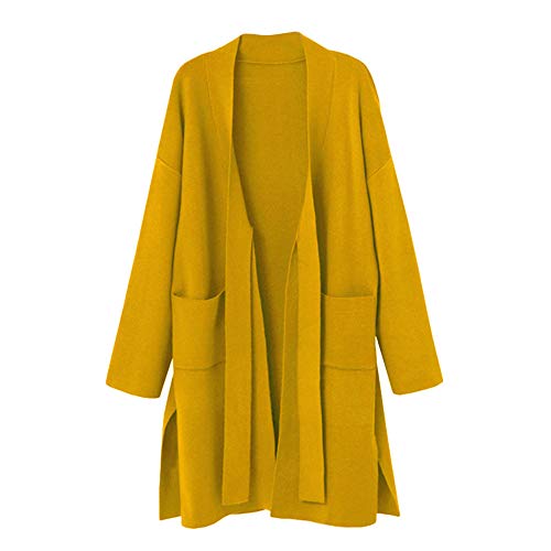 Preisvergleich Produktbild Damen Strickjacke Herbst Winter Jacke Strickmantel mit Tasche Langarmshirt Warm Elegant Locker Oversive Kimono Lang Cardigan Langarm Wasserfall Jacke Mantel Strickwaren von Innerternet