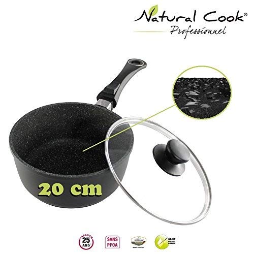 Casserole en pierre granité et céramique 20 cm - tous feux dont induction - Natural Cook Professionnel