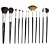 12 Pcs Black Professional Makeup Brush Set with Wood Handles Make up Artist Cosmetics Beauty by Kurtzy TM
