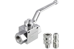 DISTINCTY Set di rubinetti a sfera ad alta pressione per idropulitrice ad alta pressione, attacco rapido da 3/8", 4500 PSI