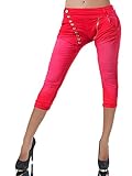 Starke Details Damen 3/4 Capri Jeans Hose Shorts Damenjeans Hüftjeans Caprijeans Boyfriend N123, Größen:42 (XL), Farben:Rot