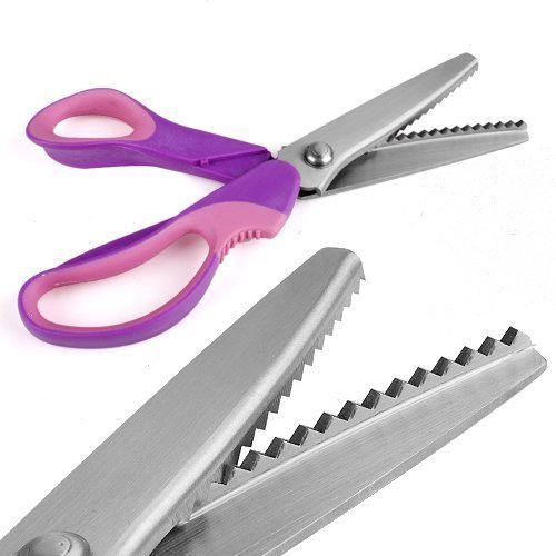 Profesional Confección tijeras dentadas Oficios Zig Zag Cut Tijeras púrpura + rosa (Multi)
