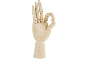 Jadeshay Wooden Hand, Flexible Wooden Hand Model Figures Body Artist Model Jointed Articulated Wood Sculpture Mannequin,for Jewellery Holder,Sketching,Painting,Painting Artwork (7in Right Hand)